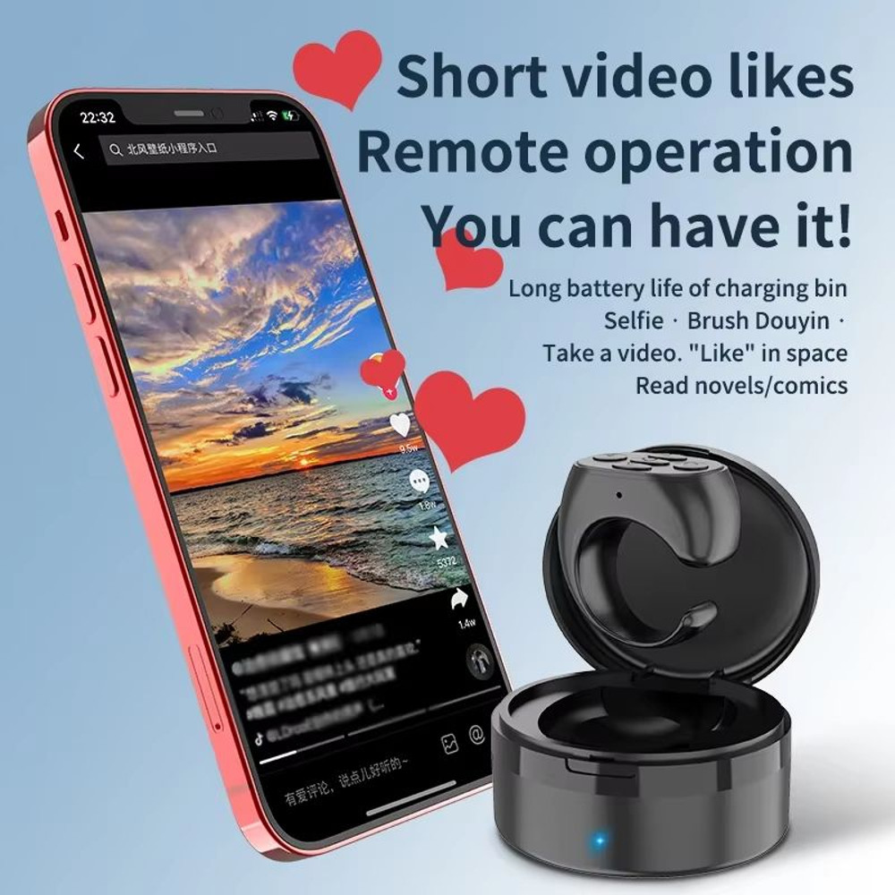 Bluetooth Fingertip Remote Control Ring  Page Turner Music Controller  Camera Shutter For TikTok IP 1