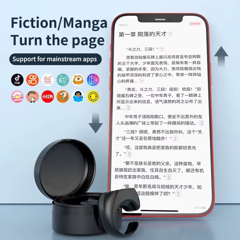 Bluetooth Fingertip Remote Control Ring  Page Turner Music Controller  Camera Shutter For TikTok IP 3