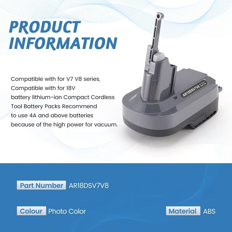 AR18DSV7V8 Battery Adapter  Replacement For AEG  RIDGID 18V To Dyson V7V8 LiIon Vacuum 1