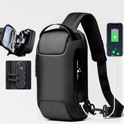 men's usb crossbody bag – waterproof anti-theft shoulder chest pack for travel & daily use