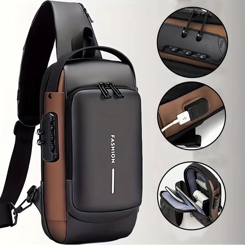 Mens AntiTheft Chest Bag  Durable Oxford Fabric Crossbody Backpack For Motorcycle Sports  Casual Tr 0