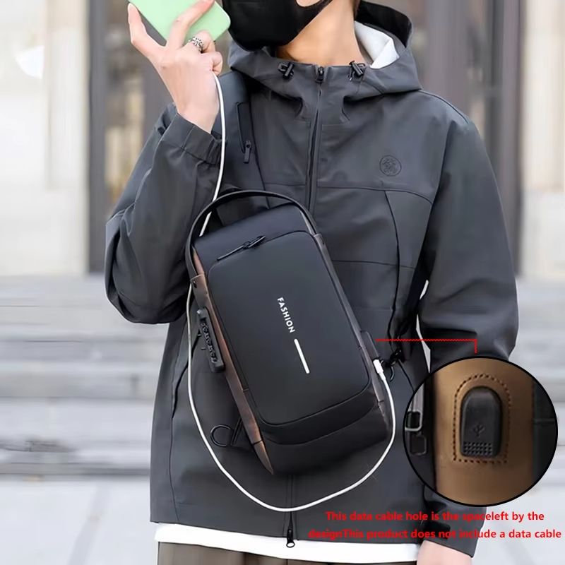 Mens AntiTheft Chest Bag  Durable Oxford Fabric Crossbody Backpack For Motorcycle Sports  Casual Tr 1