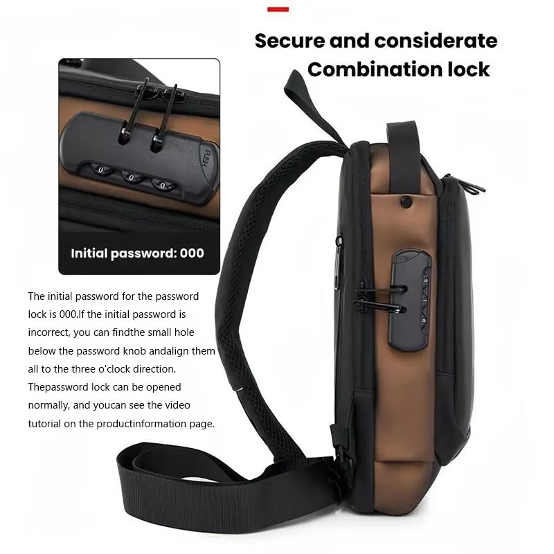 Mens AntiTheft Chest Bag  Durable Oxford Fabric Crossbody Backpack For Motorcycle Sports  Casual Tr 2