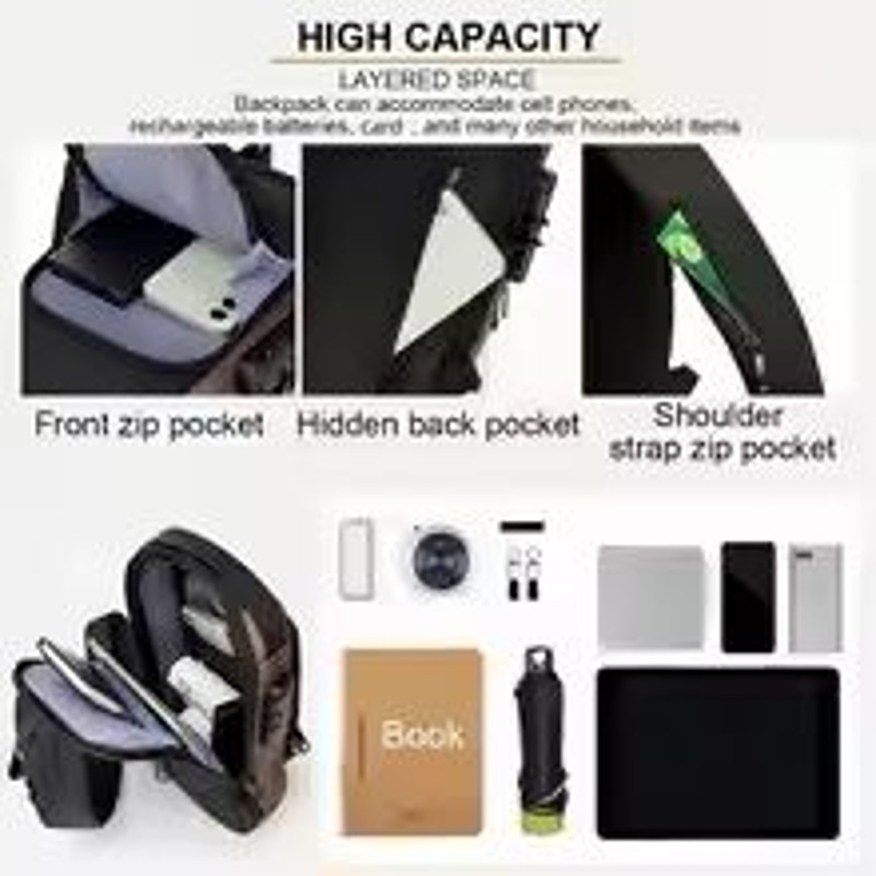Mens AntiTheft Chest Bag  Durable Oxford Fabric Crossbody Backpack For Motorcycle Sports  Casual Tr 3