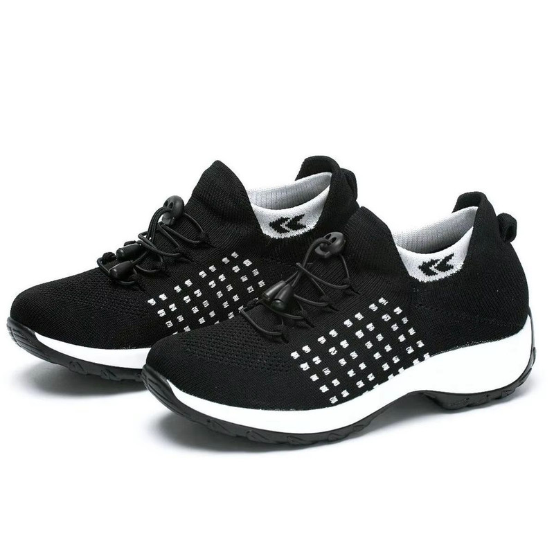 Womens Walking Sock Sneakers  Breathable Fly Weave Trainers With NonSlip Platform Sole 7