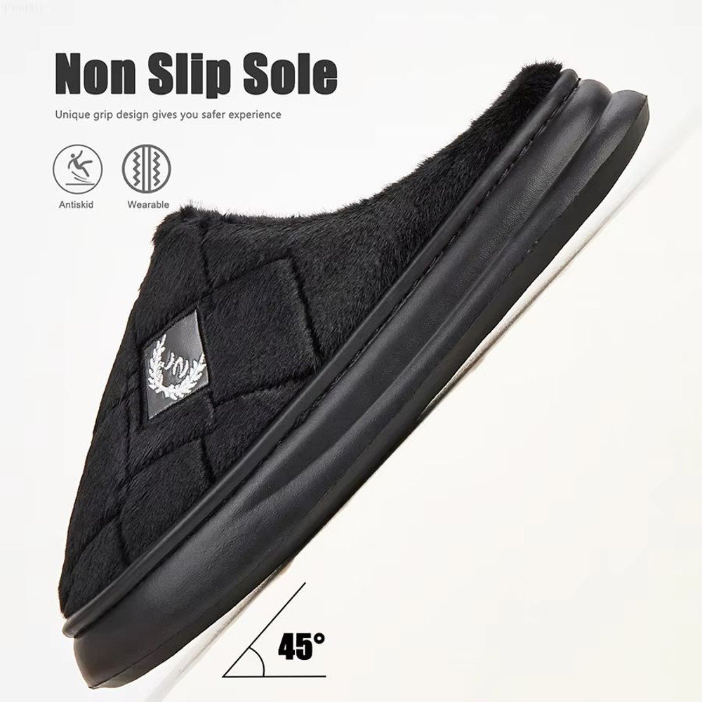 Mens Winter House Slippers  Plush Memory Foam NonSlip Indoor Shoes With Cozy Furry Lining 5