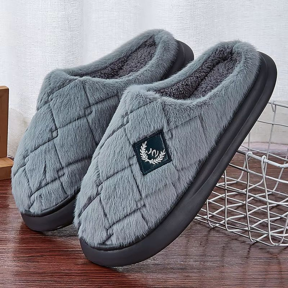 Mens Winter House Slippers  Plush Memory Foam NonSlip Indoor Shoes With Cozy Furry Lining 7