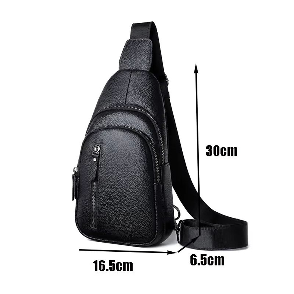 100 Genuine Leather Mens Chest Bag  Casual Crossbody Shoulder Messenger Bag For Daily  Travel Use 4