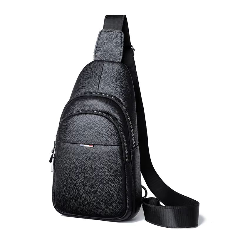 100 Genuine Leather Mens Chest Bag  Casual Crossbody Shoulder Messenger Bag For Daily  Travel Use 6
