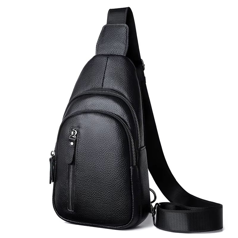 100 Genuine Leather Mens Chest Bag  Casual Crossbody Shoulder Messenger Bag For Daily  Travel Use 7