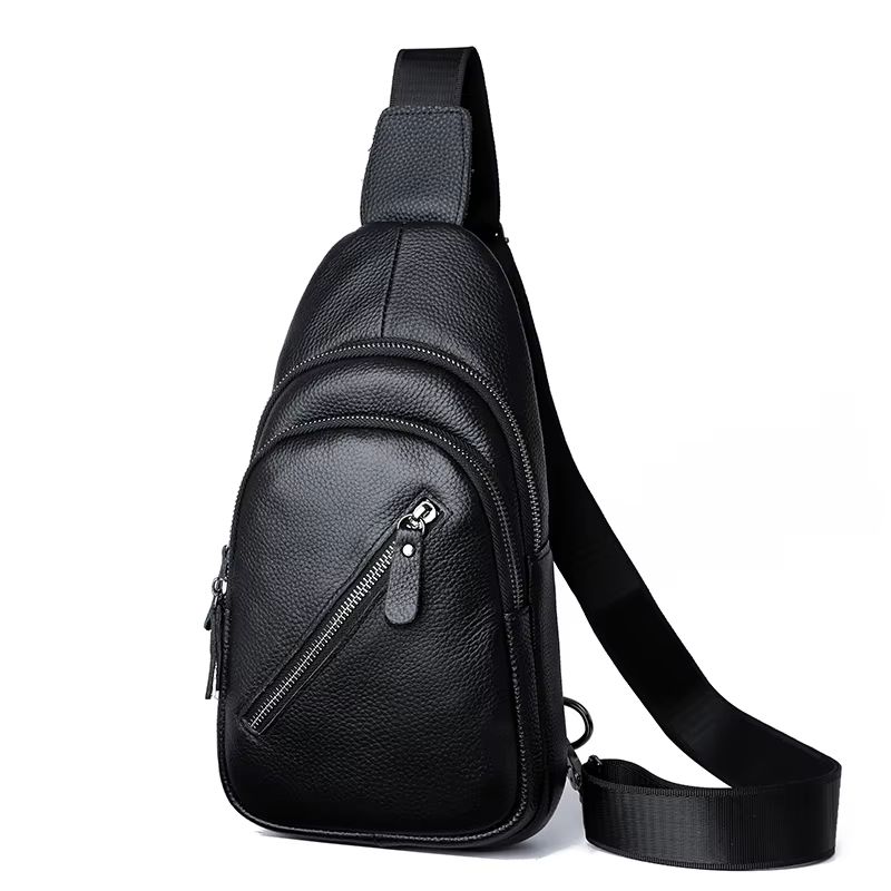 100 Genuine Leather Mens Chest Bag  Casual Crossbody Shoulder Messenger Bag For Daily  Travel Use 8