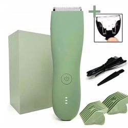 men's waterproof body hair trimmer – groin & pubic groomer with replaceable ceramic blade