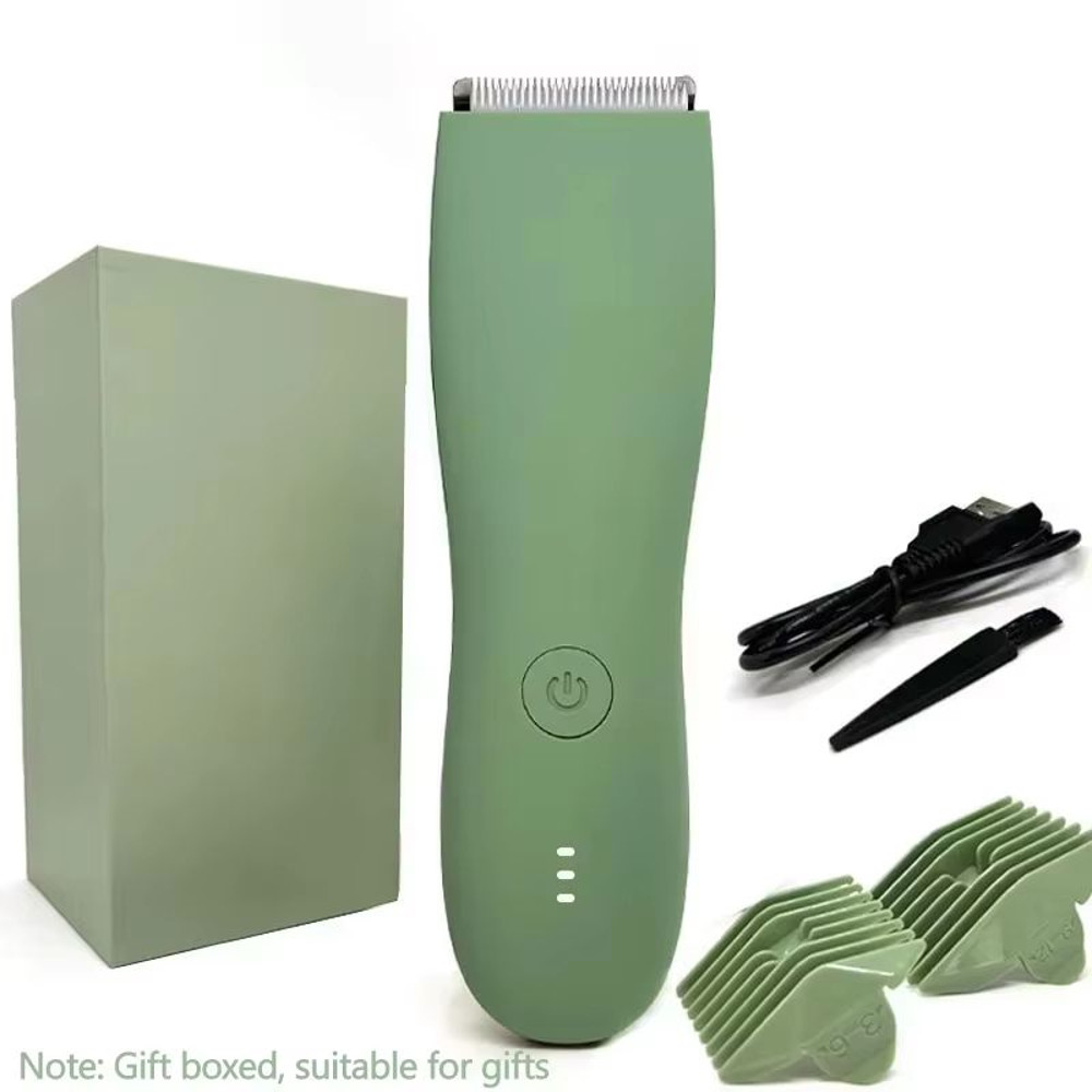 Mens Waterproof Body Hair Trimmer Groin Pubic Groomer With Replaceable Ceramic Blade 6