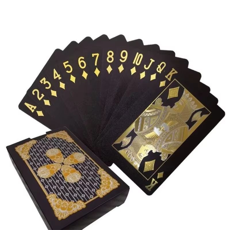 Luxury Waterproof Playing Cards – Sleek Black Poker Deck for Magic, Parties & Game Nights