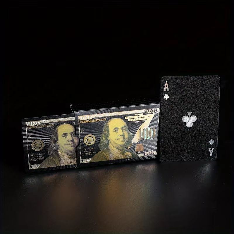 Luxury Waterproof Playing Cards – Sleek Black Poker Deck for Magic, Parties & Game Nights