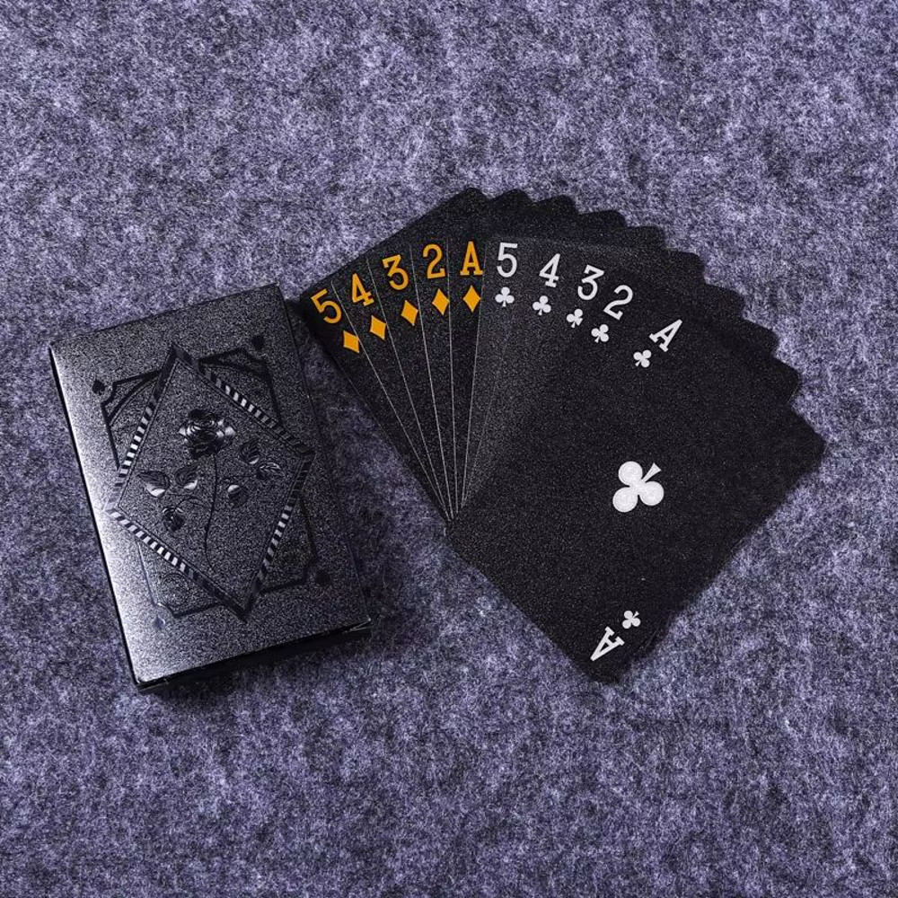 Luxury Waterproof Playing Cards Sleek Black Poker Deck For Magic Parties Game Nights 22