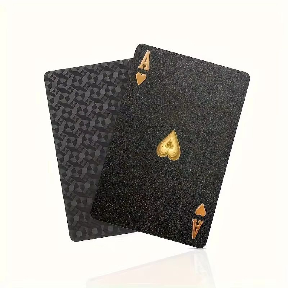 Luxury Waterproof Playing Cards Sleek Black Poker Deck For Magic Parties Game Nights 24