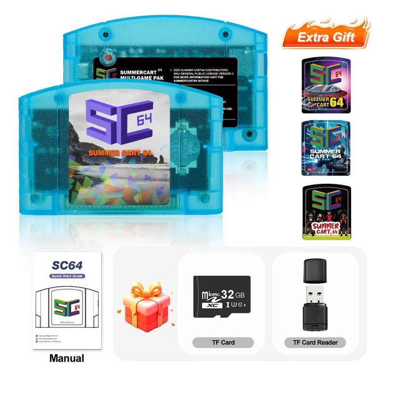 SummerCart 64 N64 Game Card With 32GB SD  5400 Classic Games  64DD Support 7