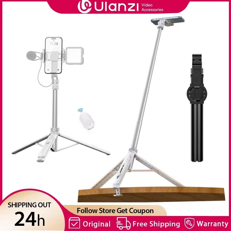 Ulanzi TT88 Overhead Phone Tripod  144M Extension Selfie Stick With Magnetic Clamp  Wireless Remote 0
