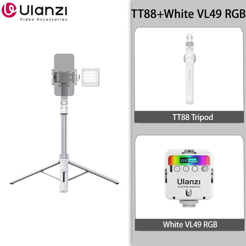 Ulanzi TT88 Overhead Phone Tripod  144M Extension Selfie Stick With Magnetic Clamp  Wireless Remote 12