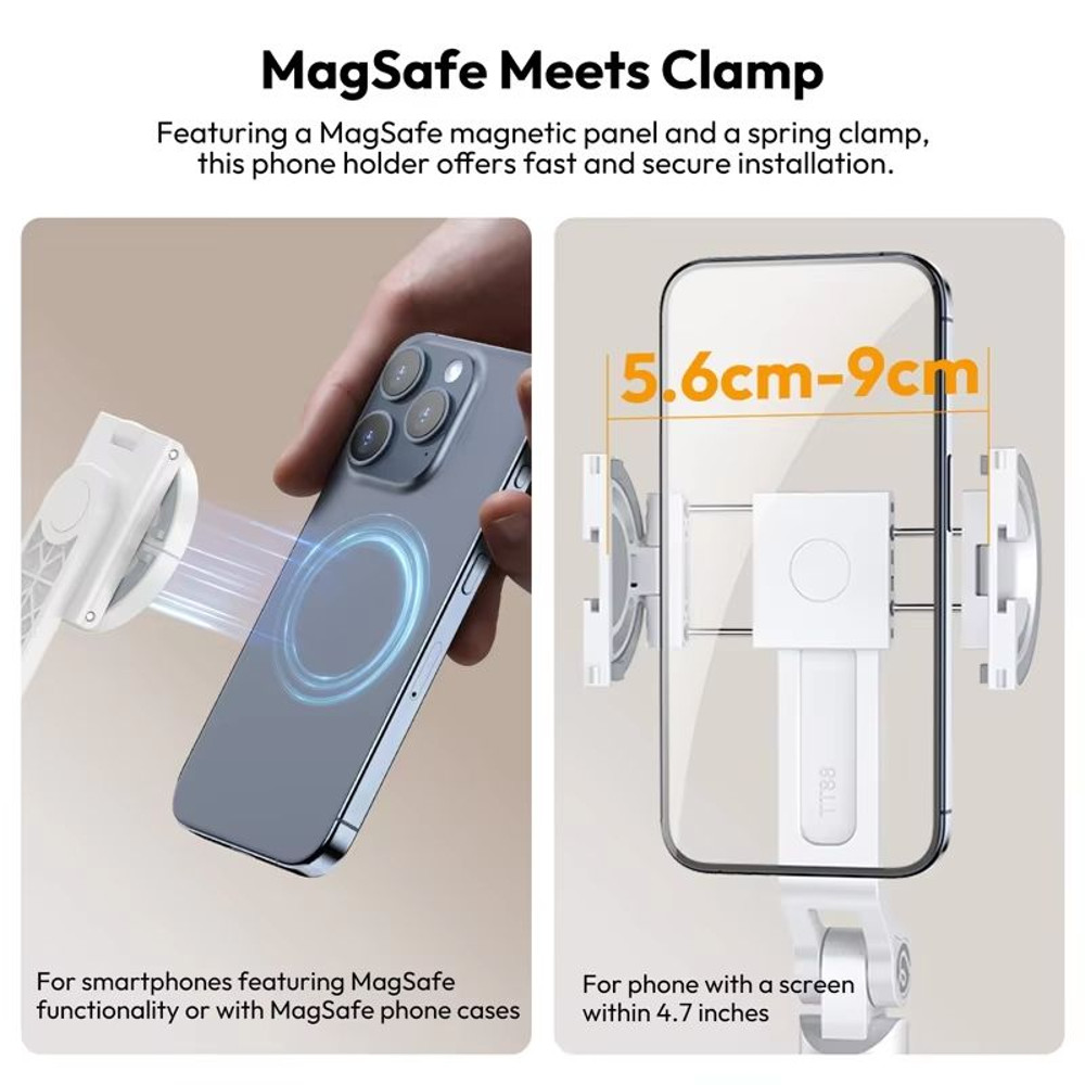Ulanzi TT88 Overhead Phone Tripod  144M Extension Selfie Stick With Magnetic Clamp  Wireless Remote 2