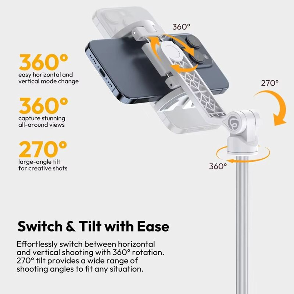 Ulanzi TT88 Overhead Phone Tripod  144M Extension Selfie Stick With Magnetic Clamp  Wireless Remote 3