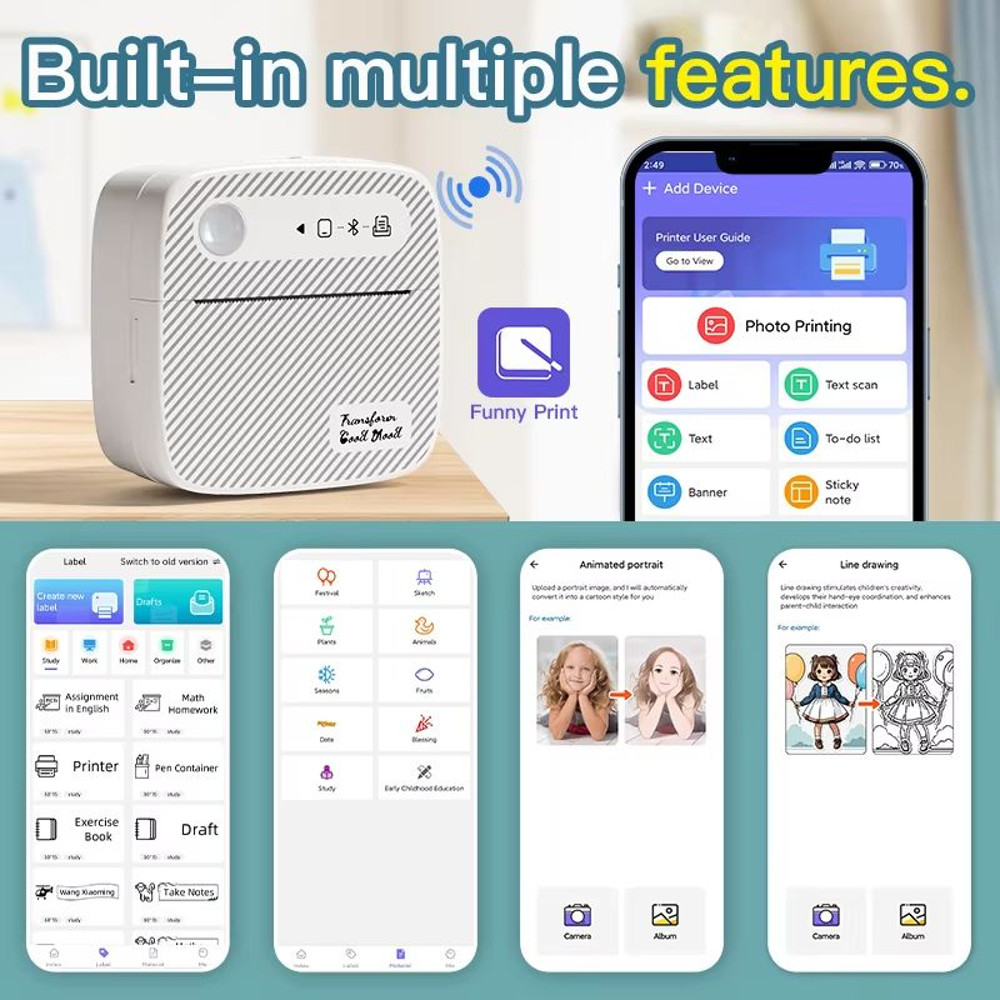 DOLEWA B3 Portable Mini Printer  Wireless Bluetooth Inkless Sticker  Label Maker For Office School  2