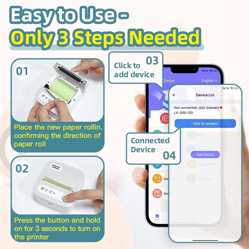 DOLEWA B3 Portable Mini Printer  Wireless Bluetooth Inkless Sticker  Label Maker For Office School  5