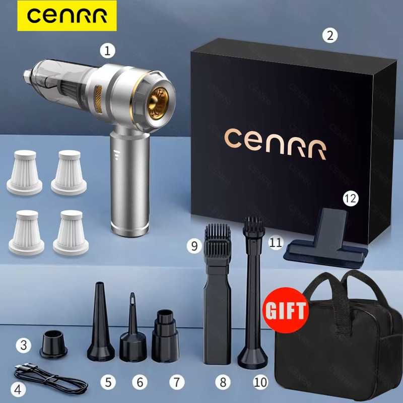 CENRR 998000PA Car Vacuum Cleaner  Powerful Portable Handheld Cordless Vacuum For Cars  Accessories 12