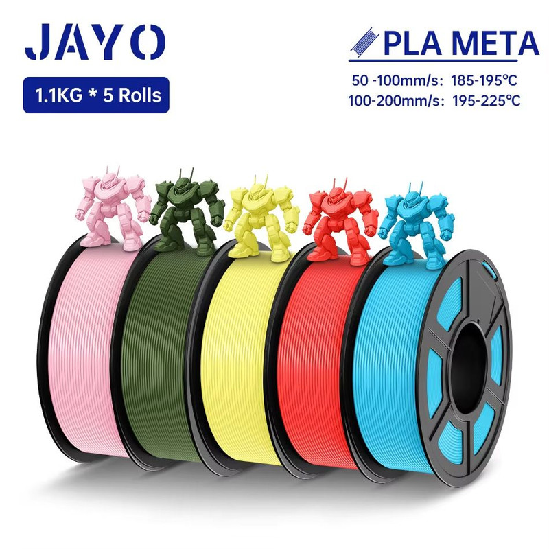 JAYO 3D Printer Filament Bundle  PLA ABS PETG Silk PLA 175mm 5 Rolls NoBubble Printing Material For 9