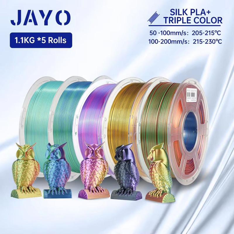 JAYO 3D Printer Filament Bundle  PLA ABS PETG Silk PLA 175mm 5 Rolls NoBubble Printing Material For 11