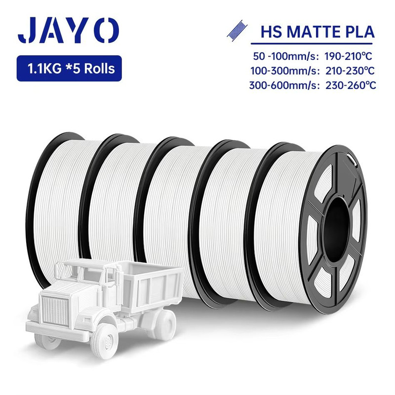 JAYO 3D Printer Filament Bundle  PLA ABS PETG Silk PLA 175mm 5 Rolls NoBubble Printing Material For 13