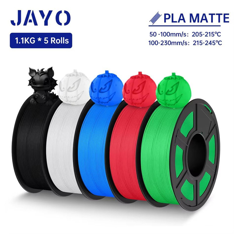 JAYO 3D Printer Filament Bundle  PLA ABS PETG Silk PLA 175mm 5 Rolls NoBubble Printing Material For 14
