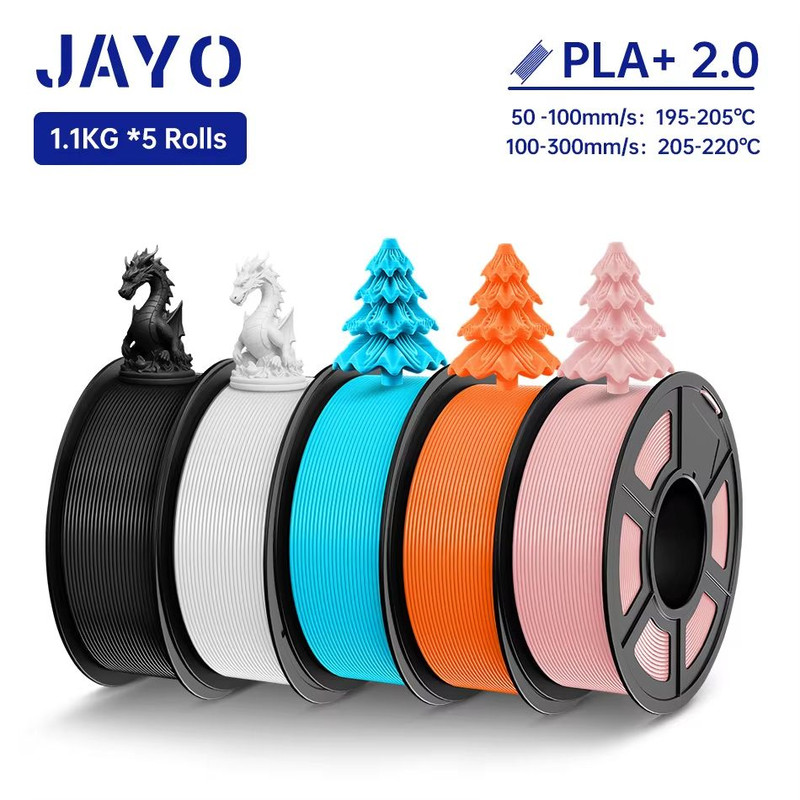 JAYO 3D Printer Filament Bundle  PLA ABS PETG Silk PLA 175mm 5 Rolls NoBubble Printing Material For 15