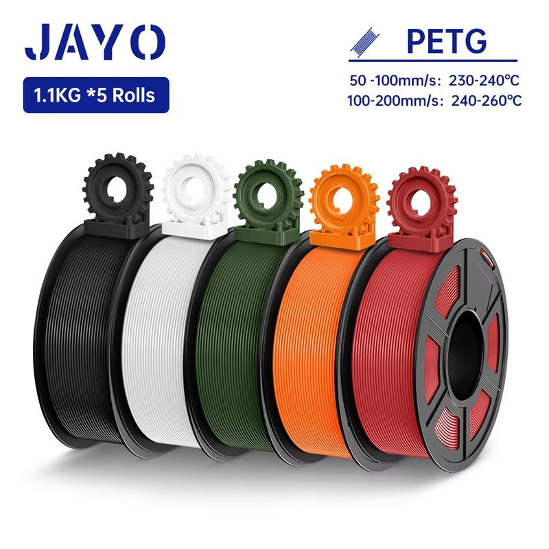 JAYO 3D Printer Filament Bundle  PLA ABS PETG Silk PLA 175mm 5 Rolls NoBubble Printing Material For 19