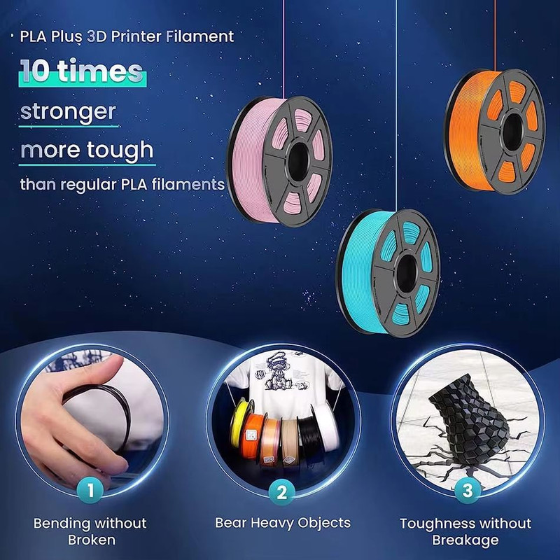 JAYO 3D Printer Filament Bundle  PLA ABS PETG Silk PLA 175mm 5 Rolls NoBubble Printing Material For 2