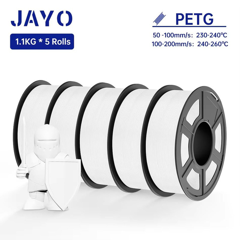 JAYO 3D Printer Filament Bundle  PLA ABS PETG Silk PLA 175mm 5 Rolls NoBubble Printing Material For 6
