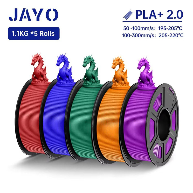 JAYO 3D Printer Filament Bundle  PLA ABS PETG Silk PLA 175mm 5 Rolls NoBubble Printing Material For 21