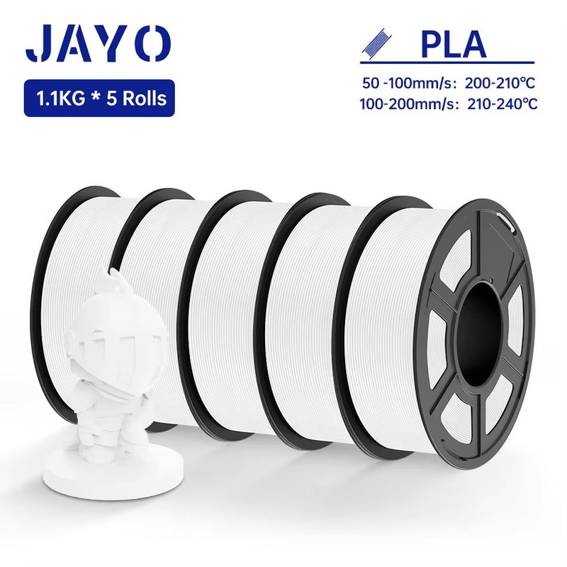 JAYO 3D Printer Filament Bundle  PLA ABS PETG Silk PLA 175mm 5 Rolls NoBubble Printing Material For 24
