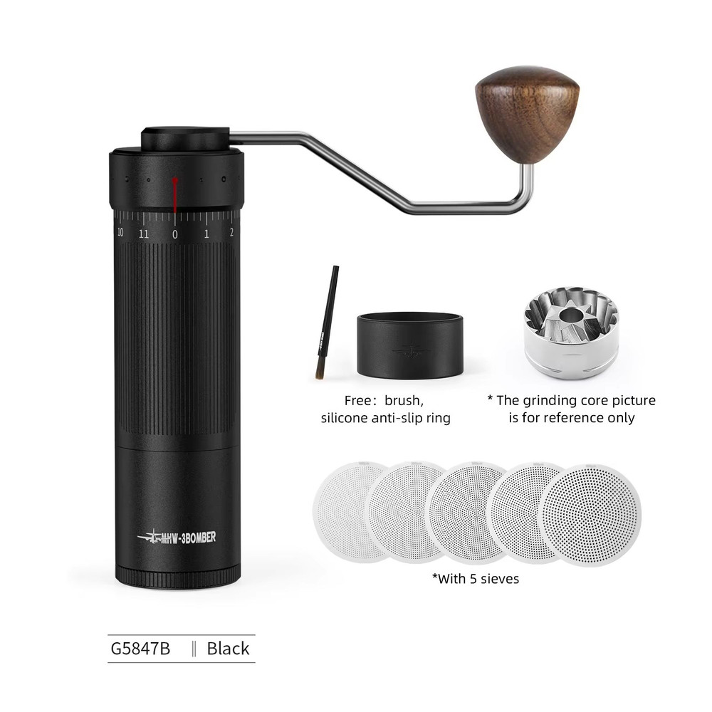 MHW3BOMBER Manual Coffee Grinder Adjustable Stainless Steel Conical Burr Grinder For Espresso Pou 6