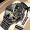 POEDAGAR Luxury Mens Watch Waterproof Stainless Steel Chronograph Quartz Wristwatch With Luminous 13