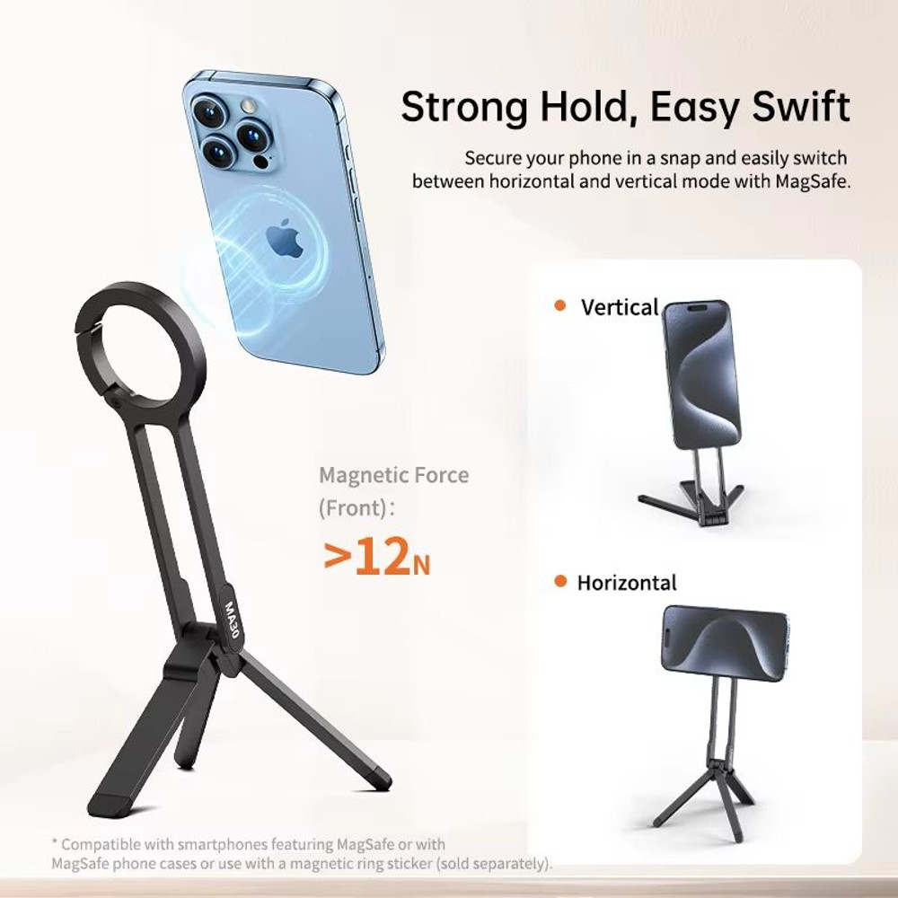 Ulanzi MA30 MagSafe Phone Tripod  DualSided Magnetic Phone Holder  Stand For IPhone Vlogging Travel 1