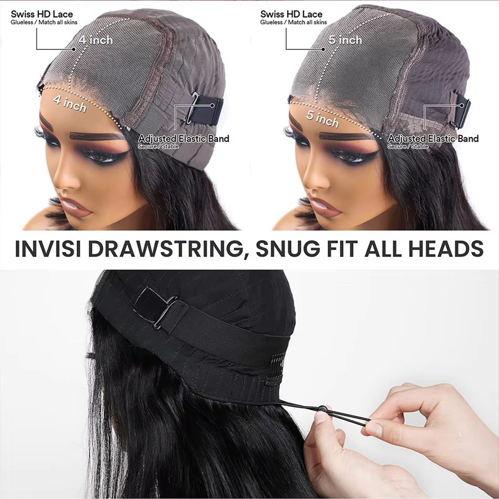 30 Glueless HD Lace Closure Wig  100 Human Hair PreCut Ready To Wear Bone Straight Wig 4x45x5 5