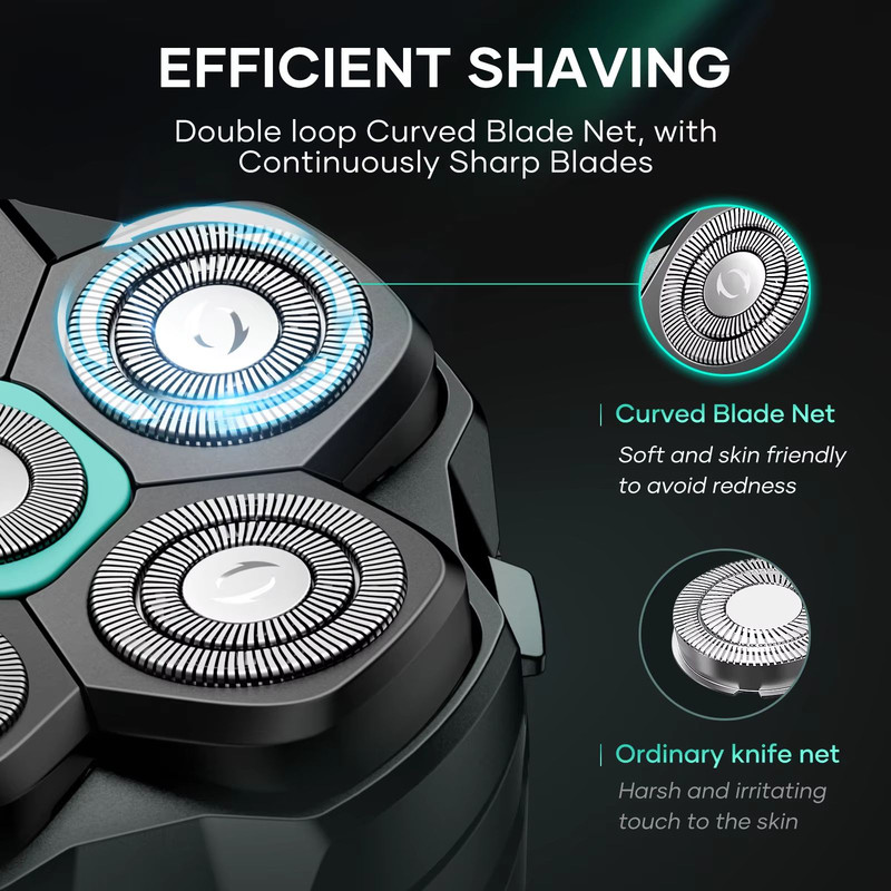 KENSEN Electric Head Shaver  6D Magnetic Bald Mens Razor With LED Display USB Rechargeable  Waterpr 3