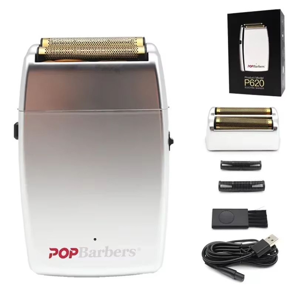 POP Barbers P620 Professional Electric Beard Trimmer Double Foil Shaver USB Rechargeable Hair Cut 13