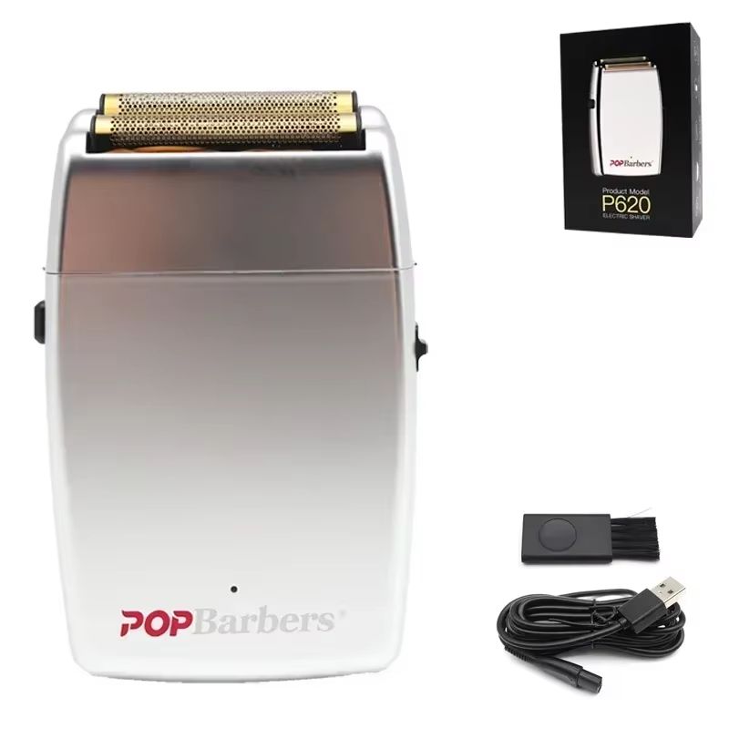 POP Barbers P620 Professional Electric Beard Trimmer Double Foil Shaver USB Rechargeable Hair Cut 7