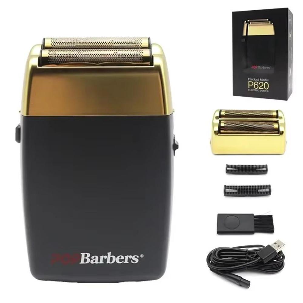 POP Barbers P620 Professional Electric Beard Trimmer Double Foil Shaver USB Rechargeable Hair Cut 21