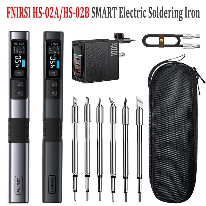 FNIRSI HS02 Smart Electric Soldering Iron  Portable 100W Adjustable Temperature Welding  Rework Sta 0