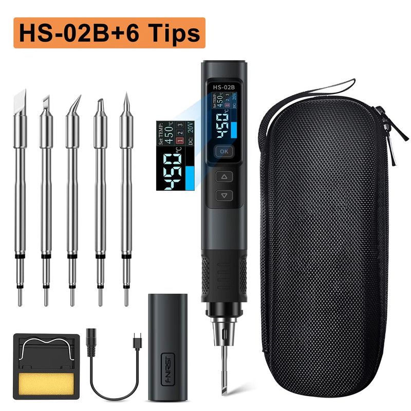 FNIRSI HS02 Smart Electric Soldering Iron  Portable 100W Adjustable Temperature Welding  Rework Sta 9