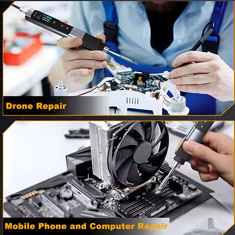 FNIRSI HS02 Smart Electric Soldering Iron  Portable 100W Adjustable Temperature Welding  Rework Sta 5